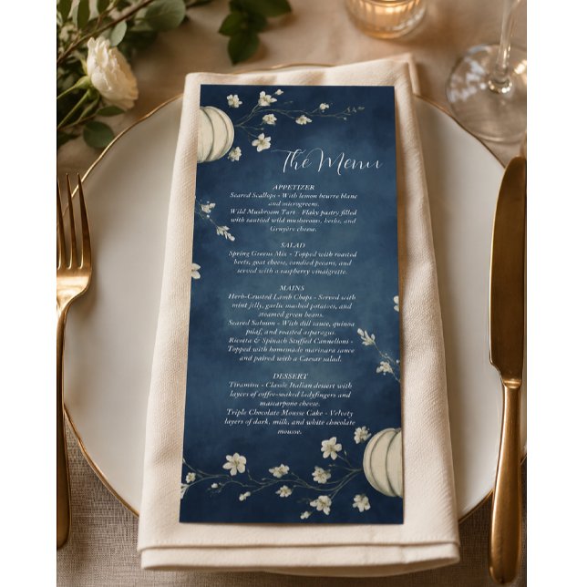Menu Cardápio de Casamento de Abóbora de Outono Azul Ma (Criador carregado)