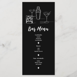 Menu Cardápio de Casamento de Bar Aberto Minimalista de