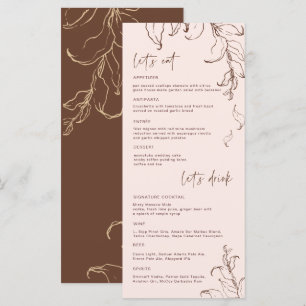 Menu Cardápio de Casamento de Botânicos Minimalistas Bo