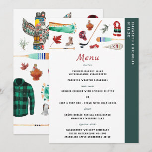 Menu Cardápio de Casamento de Camping no Inverno Rústic