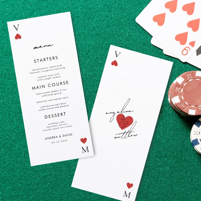 Menu Cardápio de Casamento de Cassino Vegas com Cartas  (Criador carregado)