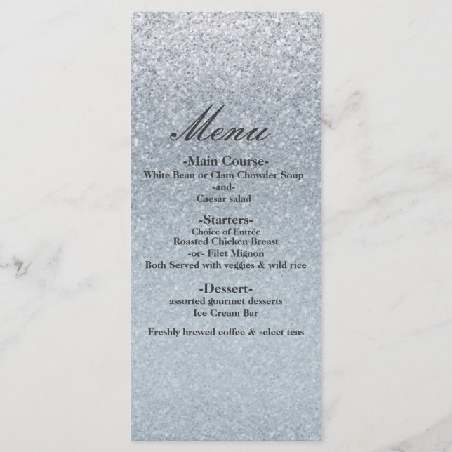 Menu Cardápio de Casamento de Conto de Fadas com Brilho (Frente)