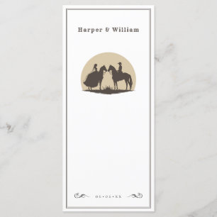 Menu Cardápio de casamento de cowboy de cavalo oeste se