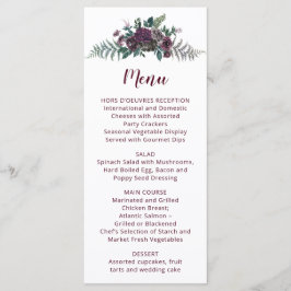 Menu Cardápio de Casamento de Flores em Aquarela Burgun