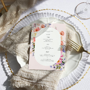 Menu Cardápio de Casamento de Flores Silvestres Colorid