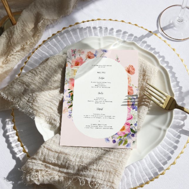 Menu Cardápio de Casamento de Flores Silvestres Colorid (Criador carregado)