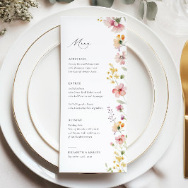 Menu Cardápio de Casamento de Flores Silvestres do Prad