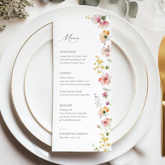 Menu Cardápio de Casamento de Flores Silvestres do Prad