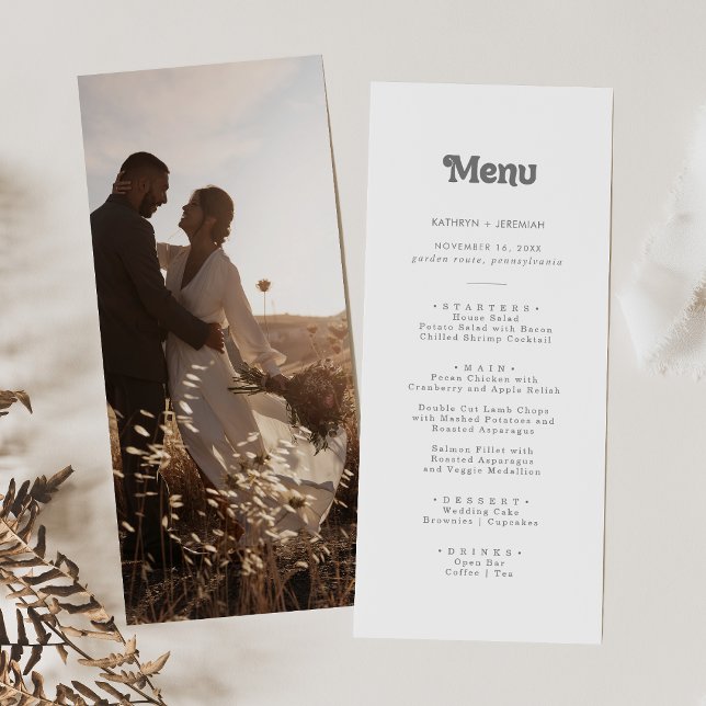 Menu Cardápio de Casamento de Foto Simples Formal (Criador carregado)