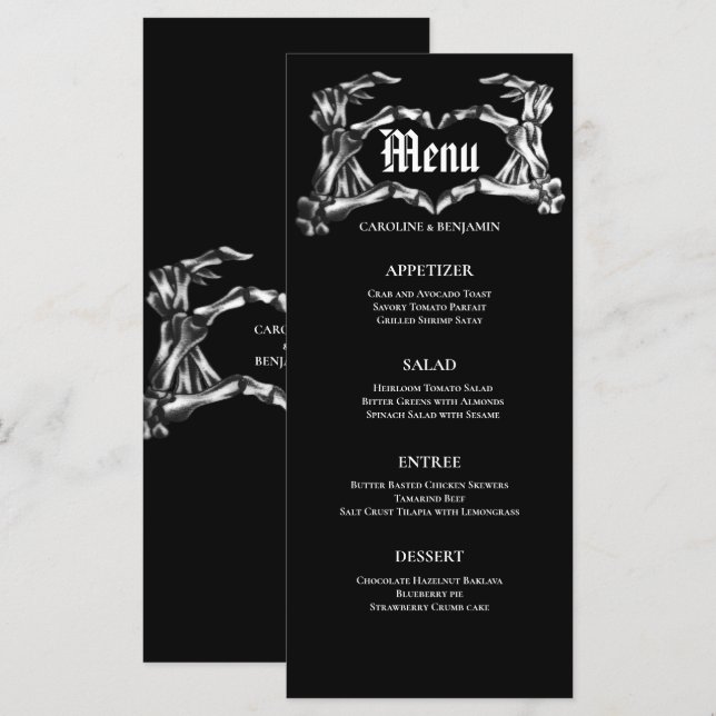 Menu Cardápio de casamento de Halloween elegante (Frente/Verso)