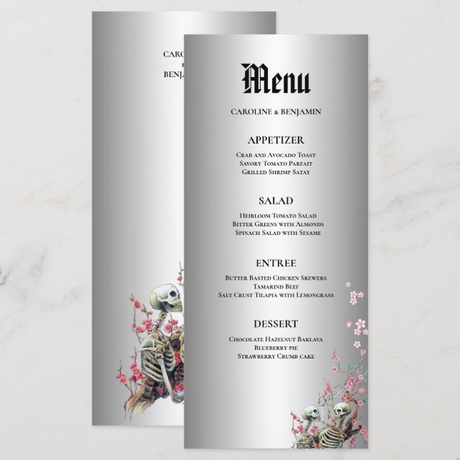 Menu Cardápio de casamento de Halloween elegante (Frente/Verso)