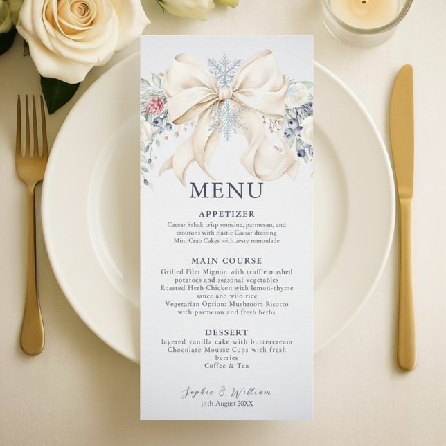 Menu Cardápio de Casamento de Inverno – Creme, Laço e F (winter wedding menu)