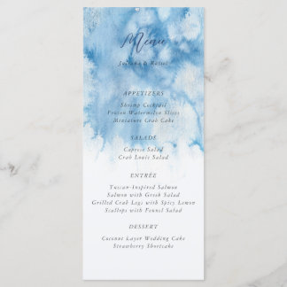 Menu Cardápio de Casamento de Inverno em Azul Desbotado