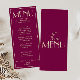 Menu Cardápio de casamento de luxo retrô vinho sofistic