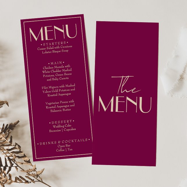 Menu Cardápio de casamento de luxo retrô vinho sofistic (Criador carregado)