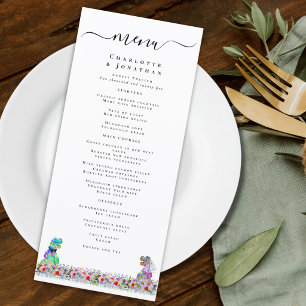 Menu Cardápio de Casamento de Noiva e Noivo Dinossauro