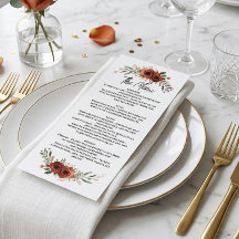 Cardápio de casamento de outono floral Boho Terrac