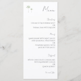 Menu Cardápio de Casamento de Palma em Aquarela Minimal
