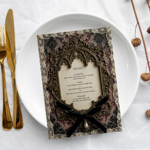 Menu Cardápio de Casamento de Renda Vitoriana Rococó de