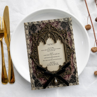 Menu Cardápio de Casamento de Renda Vitoriana Rococó de