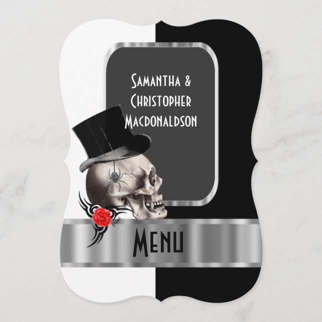 Menu Cardápio de casamento de tatuagem com tema fantasi (Frente)