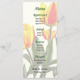 Menu Cardápio de Casamento de Tulipas Listradas de Verm