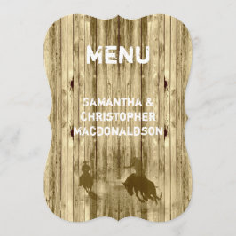Menu Cardápio de casamento de vaqueiro oeste-oeste