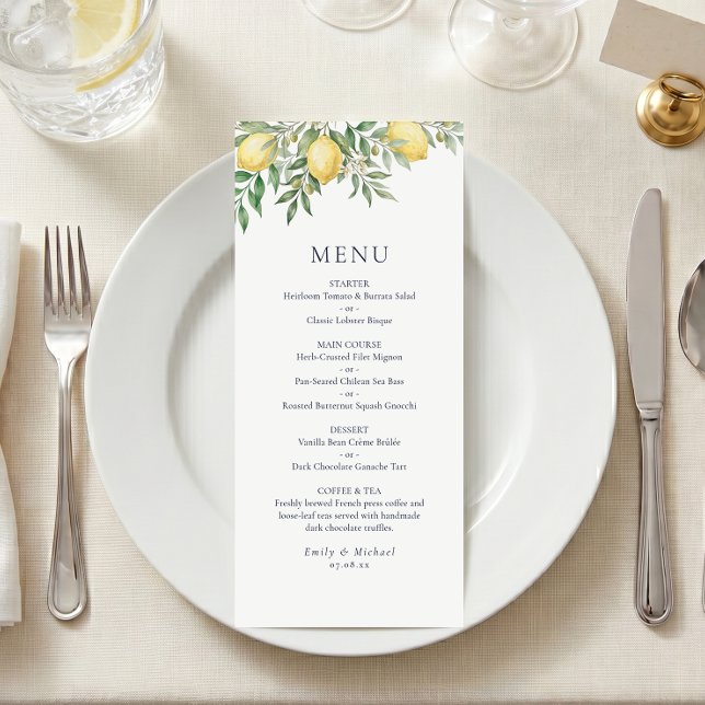 Menu Cardápio de Casamento de Verão com Limão Italiano  (Criador carregado)