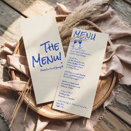 Menu Cardápio de casamento de vinho escrito à mão em az