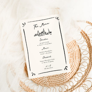 Menu Cardápio de Casamento Desenhado à Mão com Capricho