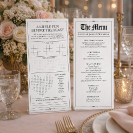 Menu Cardápio de Casamento Divertido com Jornal de Jogo