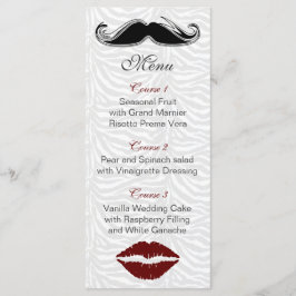 Menu cardápio de casamento do beijo e do bigode