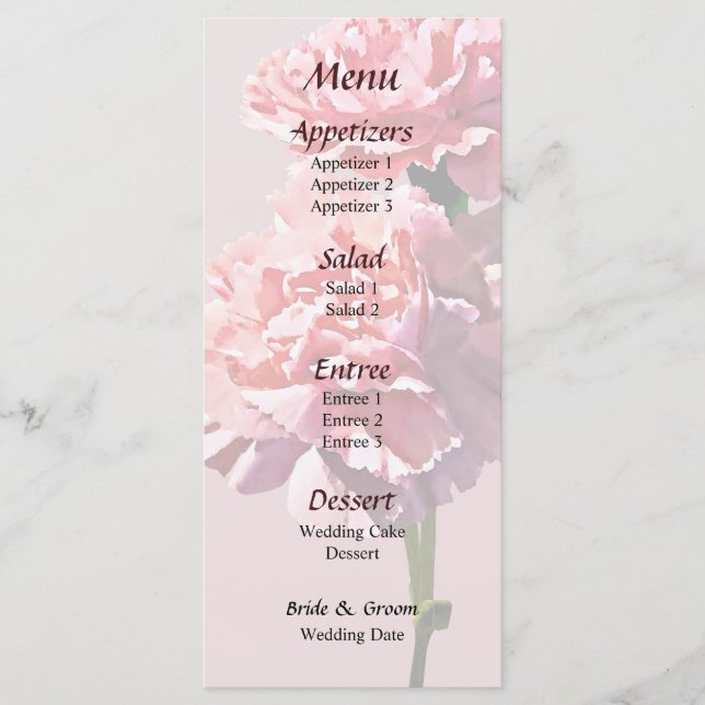 Menu Cardápio de Casamento Duas Camélias Rosa (Frente)