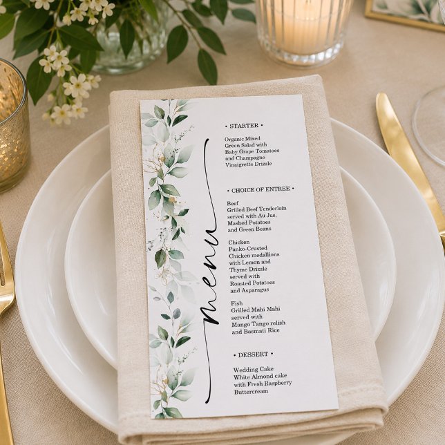 Menu Cardápio de Casamento Dupla Face com Verde Água (Criador carregado)