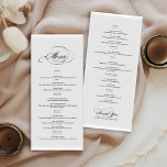 Menu Cardápio de casamento duplo para caligrafia elegan<br><div class="desc">Caligrafia elegante menu de casamento duplo Eleve sua experiência de jantar com nosso requintado menu de casamento duplo, uma obra-prima de sofisticação e gosto. A frente, enfeitada com caligrafia encantadora, introduz uma jornada culinária que reflete a elegância do dia especial do casal. A elegante tipografia, uma dança de tinta no...</div>