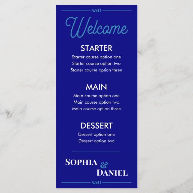 Menu Cardápio de Casamento Editável Moderno (Frente)