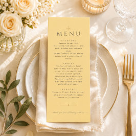 Menu Cardápio de Casamento Editorial Amarelo Manteiga M