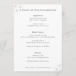 Menu Cardápio de Casamento Elegância Flor Suave