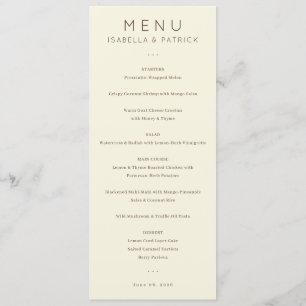 Menu Cardápio de Casamento Elegante Bege Serif