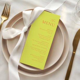 Menu Cardápio de Casamento Elegante Caqui Chartreuse Mo