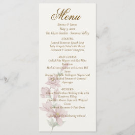 Menu Cardápio de Casamento Elegante Clássico com Florai