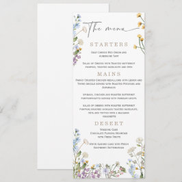 Menu Cardápio de casamento elegante com flores silvestr