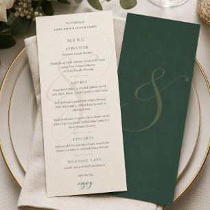 Menu Cardápio de Casamento Elegante com Monograma em Ou
