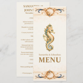 Menu Cardápio de Casamento Elegante de Cavalo-Marinho N