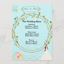 Cardápio de Casamento Elegante em Dourado Geométri