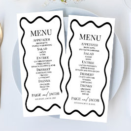 Menu Cardápio de casamento elegante em preto e branco c