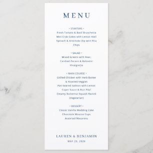 Menu Cardápio de Casamento Elegante em Serif Branco