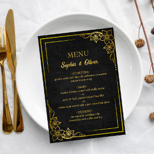Menu Cardápio de Casamento Elegante Gótico da Academia
