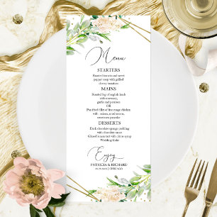 Menu Cardápio de Casamento Elegante Greenery Geométrico