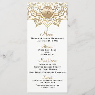 Menu Cardápio de Casamento Elegante Moderno Branco Mand